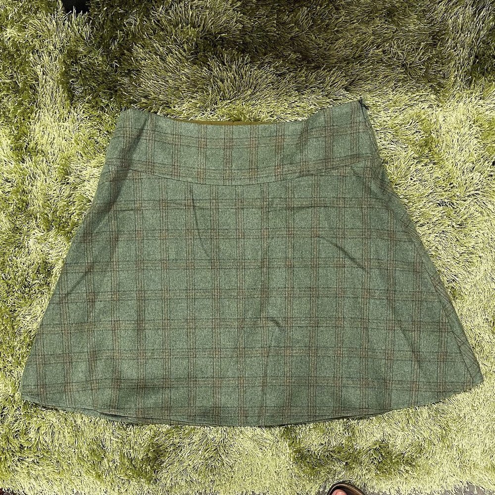 Vintage Sevier Skirts - Green & Brown Plaid Wool Skater Mini Skirt - Size XL​